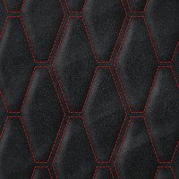 Замша искусственная стёганая «intipi» Loza (чёрный/красный, ширина 1.35 м, толщина 5.9 мм)